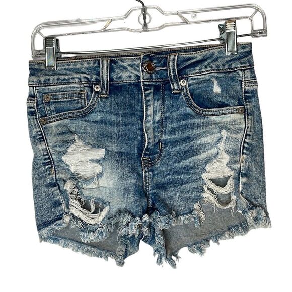 American Eagle High Rise Shortie Distressed Jean Shorts. Size 2. - Picture 1 of 11